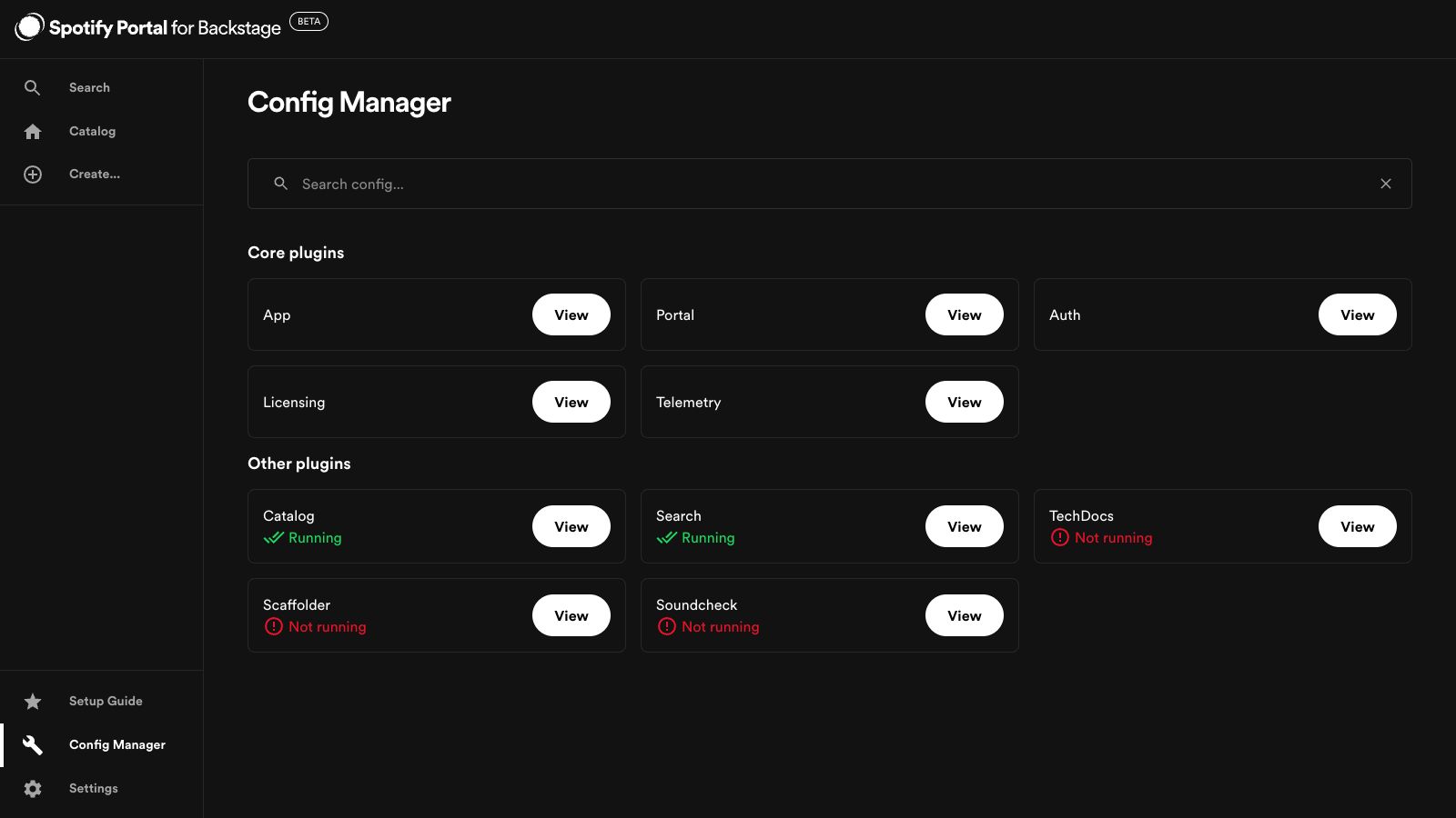 Config Manager layout