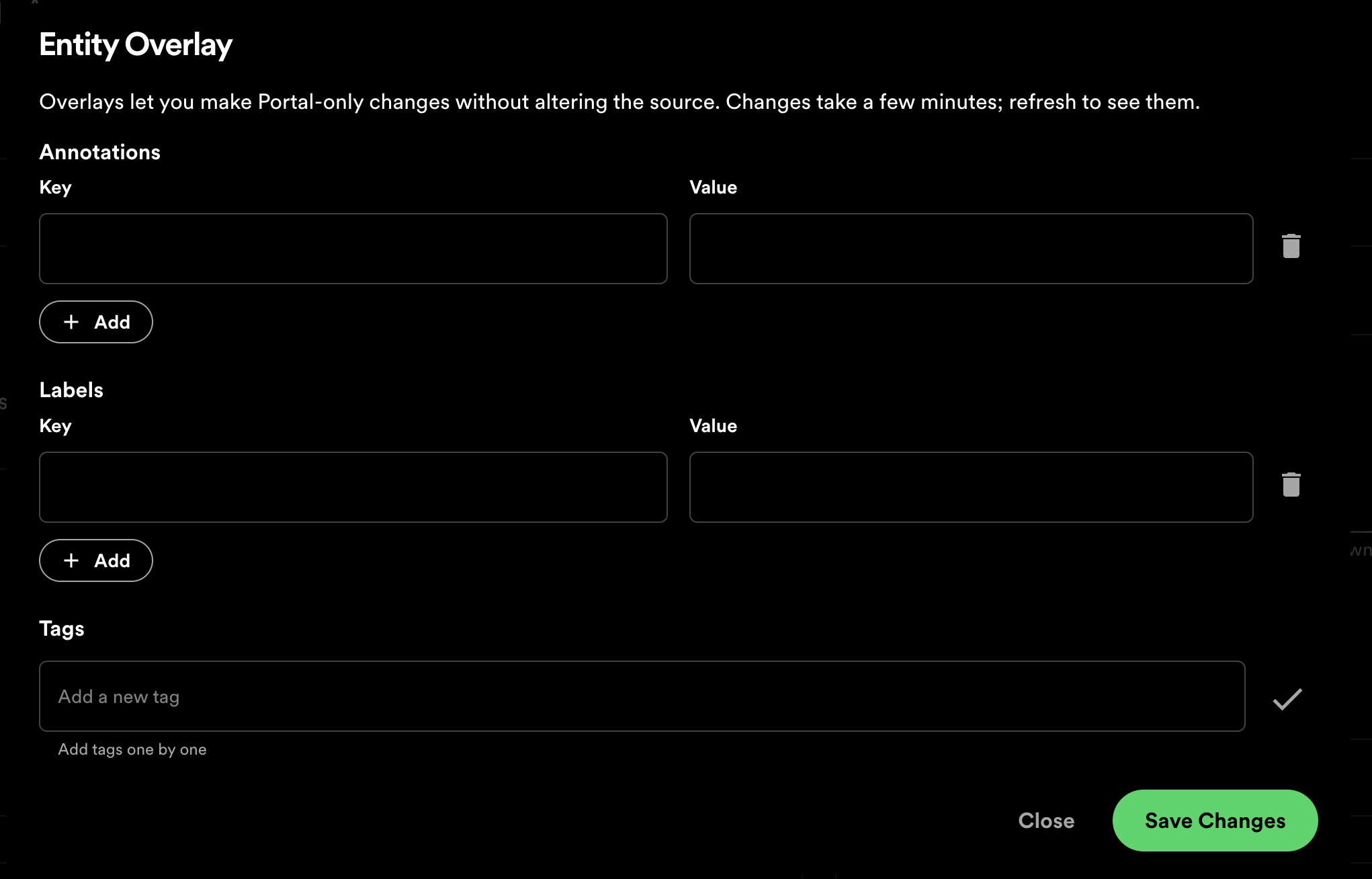 Overlay empty form