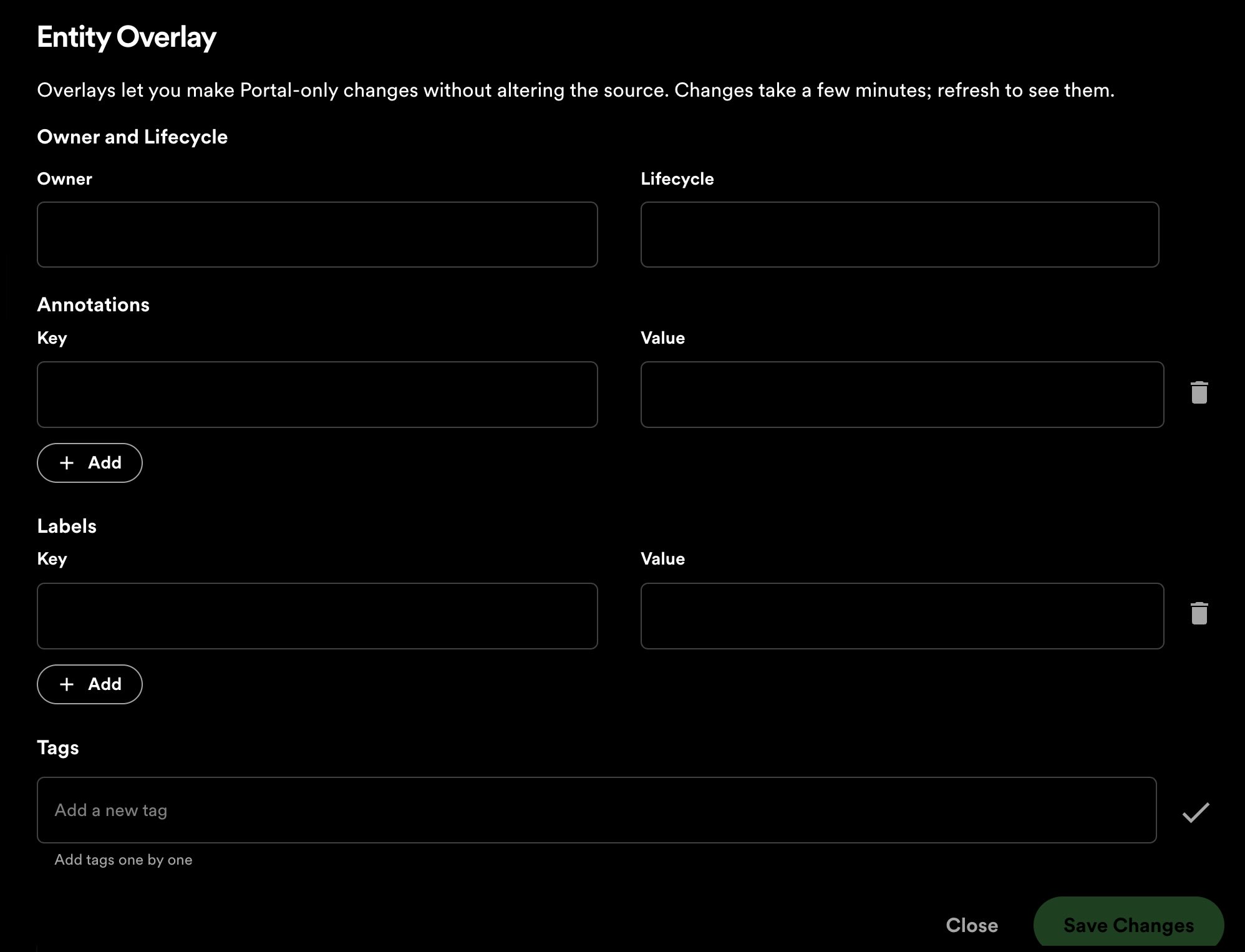 Overlay empty form