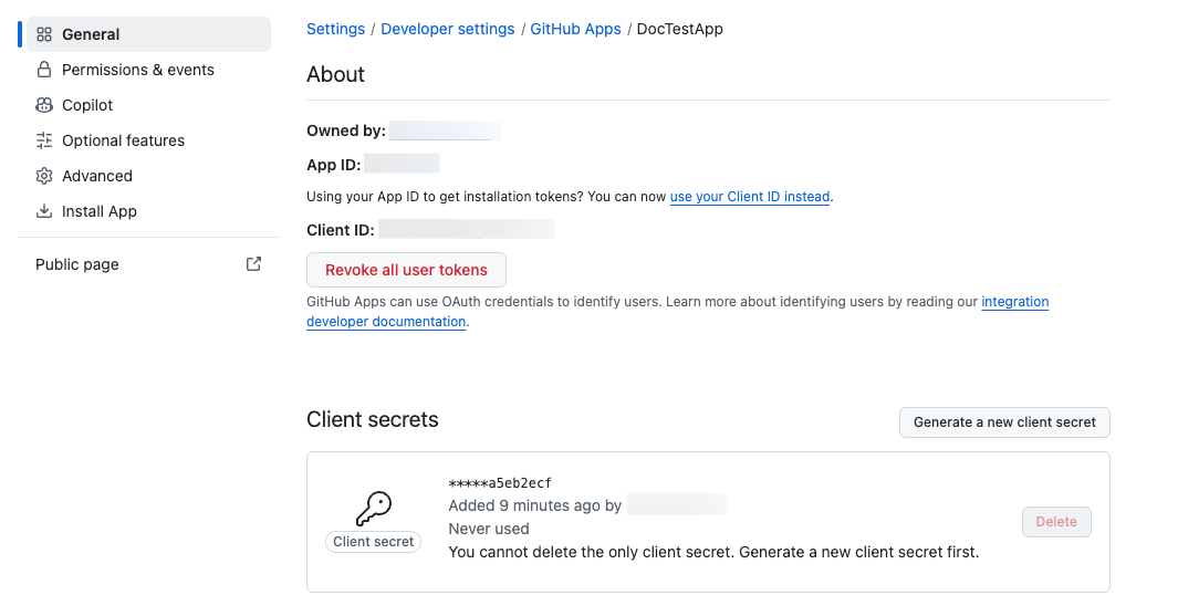 GitHub App Client Secret