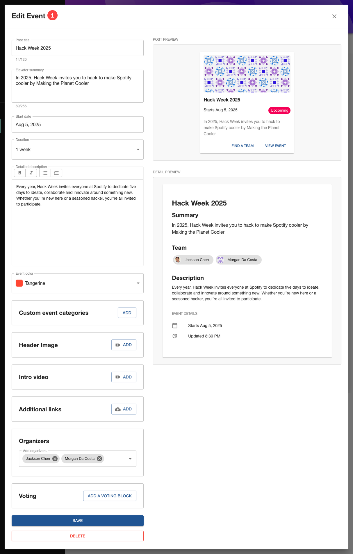 Edit Hack Event Page