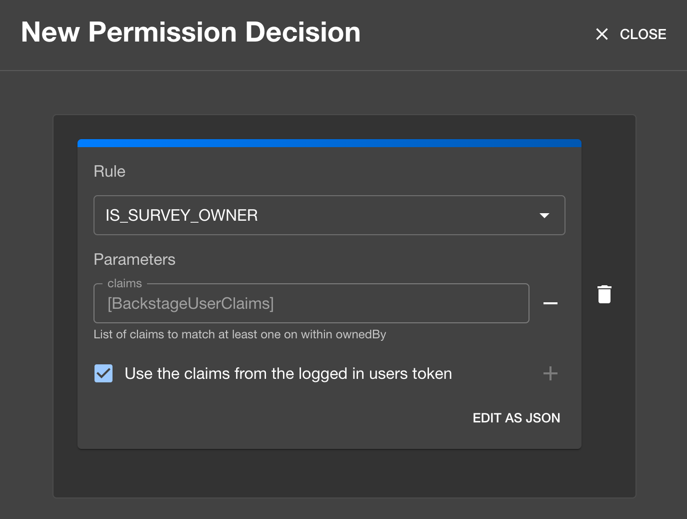 RBAC permission decision based on survey owner