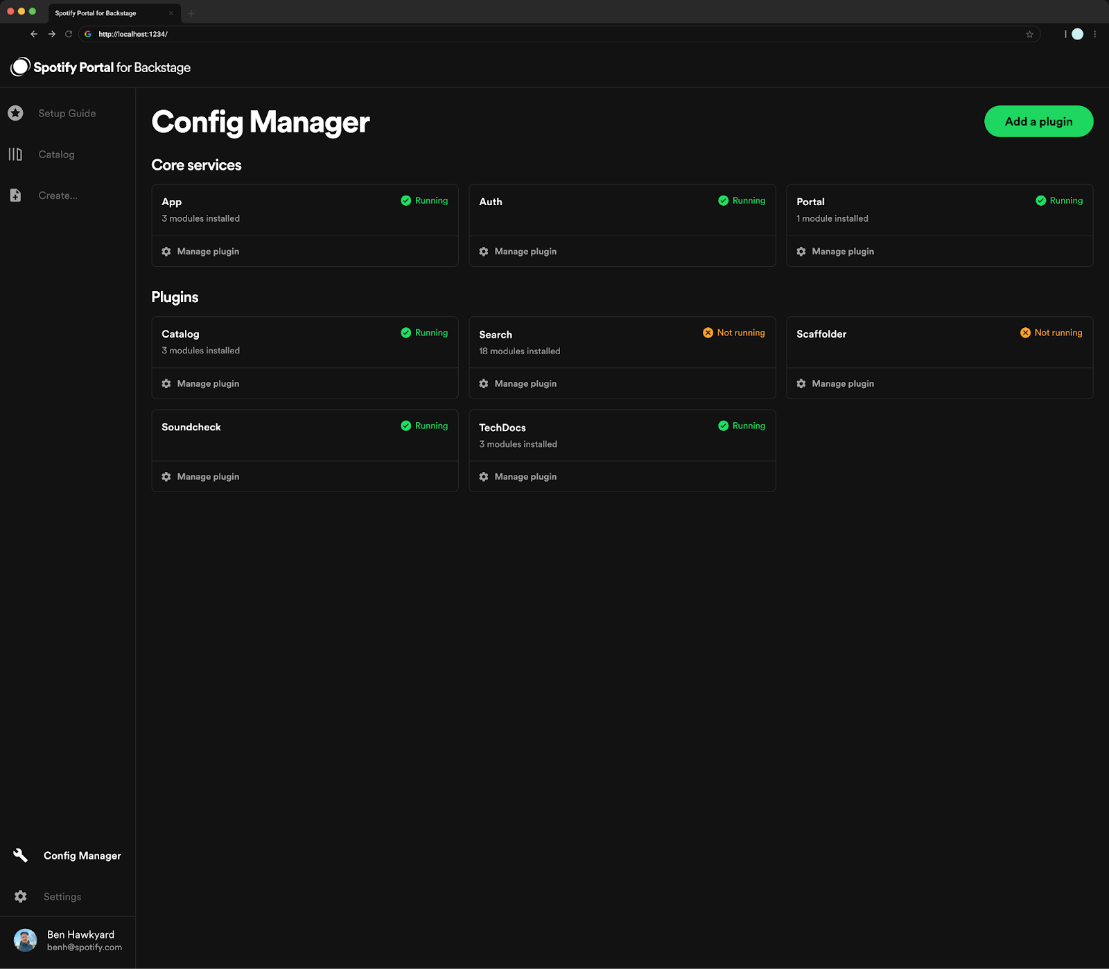 Add Plugin button on Config Manager page