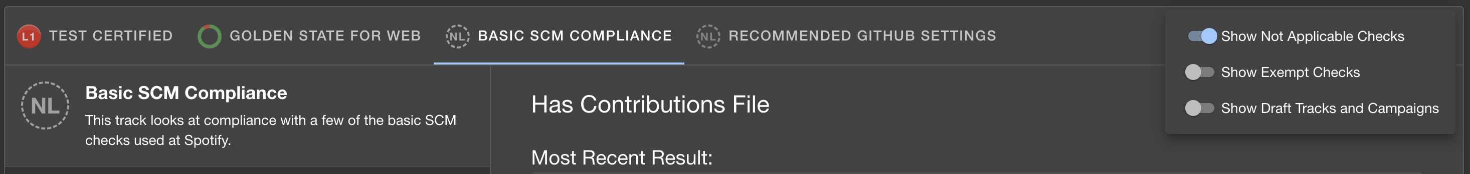 Show Not Applicable Checks