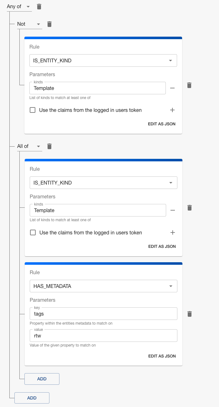 Software Templates - All - Permissions Decision First All of Condition