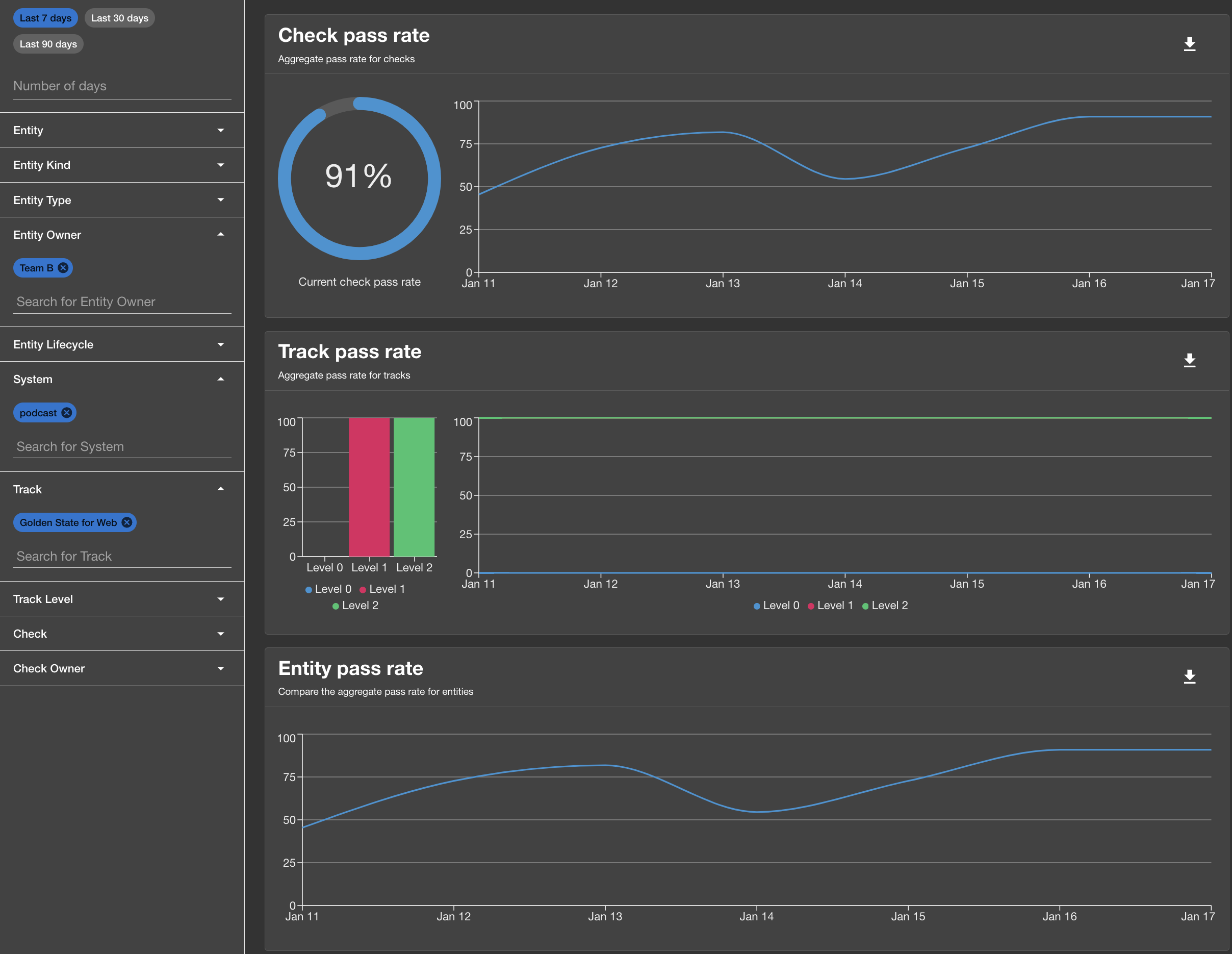 System, Track, and Team Filter